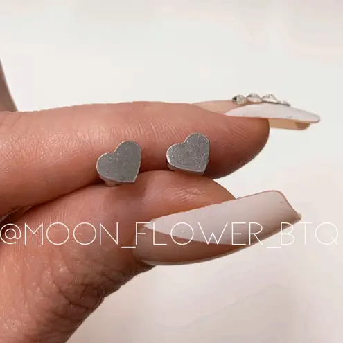 Silver Heart Barbell Earrings