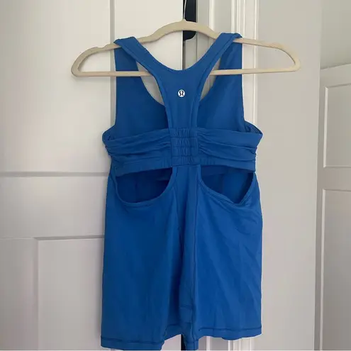 Lululemon  Blue Tank Top Cut Out Built in Bra