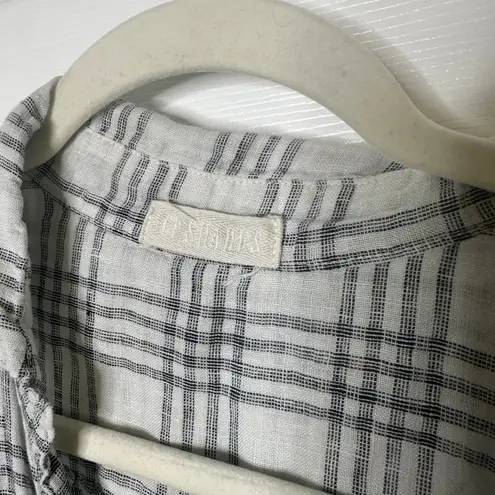 CP Shades Size Small 100% Linen Teton Tunic Plaid Check Top Lagenlook