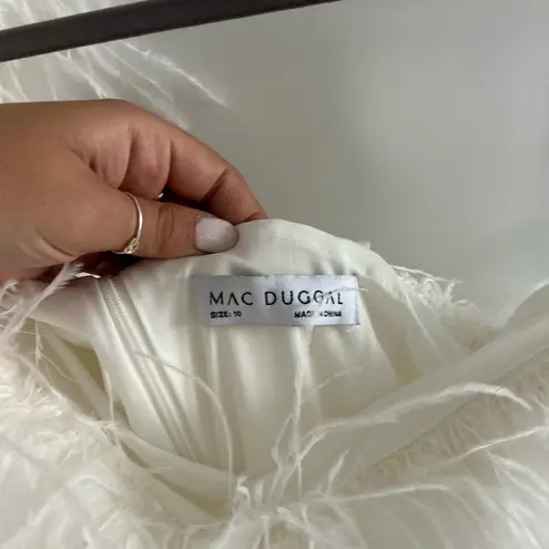 Mac Duggal Cocktail Feather-Trimmed One-Shoulder Dress