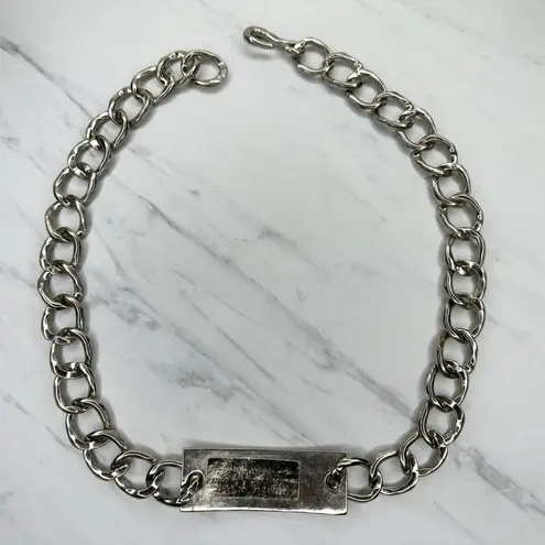 The Bar Chunky Silver Tone Metal Chain Link Belt Size XS Small S