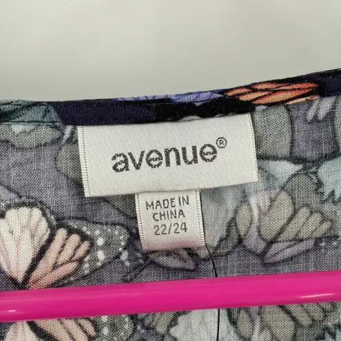 Avenue Tunic Top Womens Size 22/24 Harper V-Neck Butterfly Ruffle Plus Curvy NWT