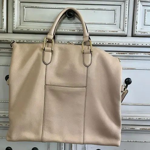 G.I.L.I Got it Love It Cream Pebbled Leather Convertible Handbag Crossbody