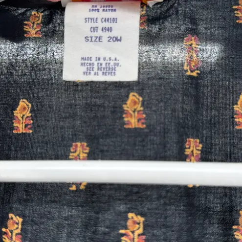 Vintage Women's boho tie front lightweight vest neutral fall 20W plus size Black