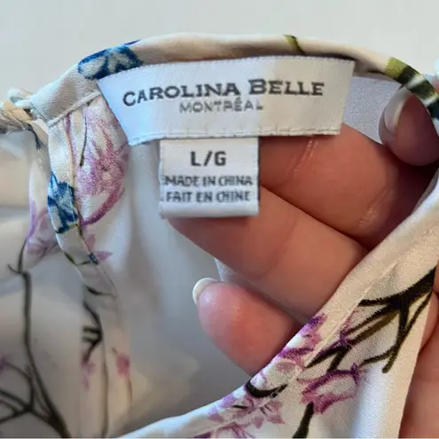 Carolina belle Montreal Womens Size Large Floral Sleeveless Blouse Tank Coastal