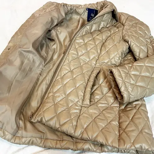 J&R Quilted Puffer Jacket Coat Golden Tan Neutral Full Zip Women’s Medium