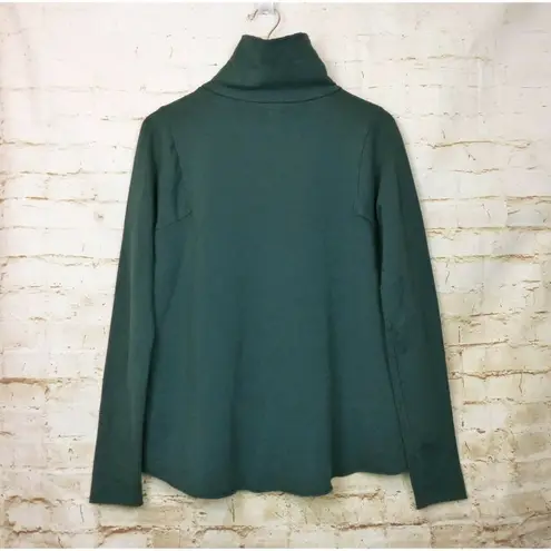 NSF Mock Turtleneck Long Sleeve Fleece Sweater Pullover High Low Green Womens S