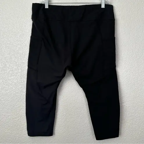 Pact Organic Cotton Black Side Pockets Cropped Leggings, Size XL