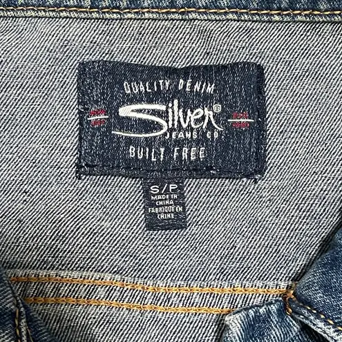 Silver Jeans Silver Jean Company Women’s Shelby Cropped Denim Distressed Frayed Jacket S