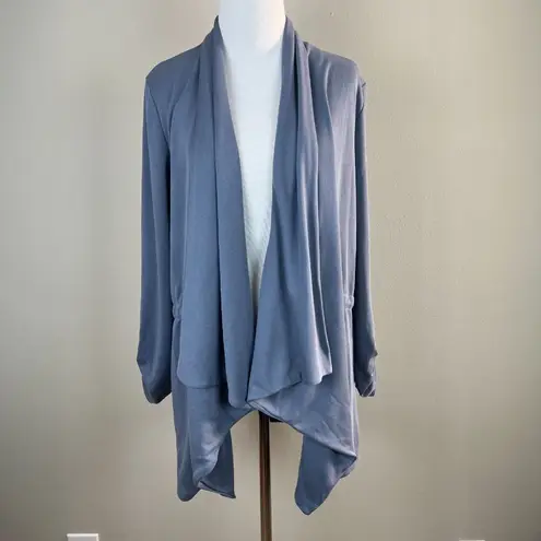 Anthropologie  Ella Mara Cardigan Jacket Small‎ Blue Open Front Drawstring