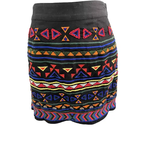 Sam Edelman  MultiColor Geometric Print Zip Front Mini Skirt‎ Cotton Skirt Size 2