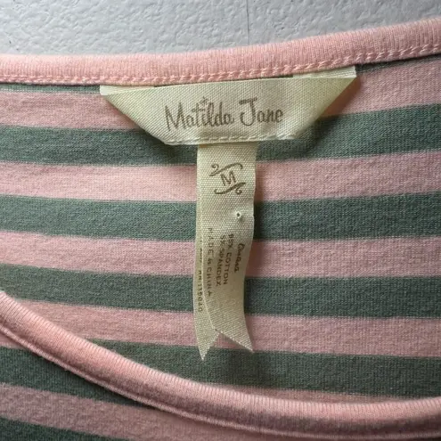 Matilda Jane Women's Striped Tunic Top Shirt Pink Sage Round Neck Stretch Medium