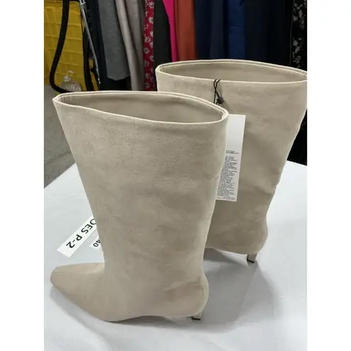Womans The Drop Pull On Midcalf Boots 8.5 Beige Heel Square Toe NWT Tan