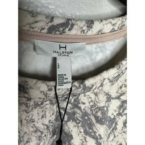 NEW H Halston Studio Sweater Womens Large Marble Print Pullover Long Sleeve