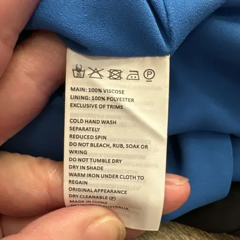 Bardot Revolve Ember Midi Dress Bold Blue Size 10 Asymmetrical Cocktail Satin