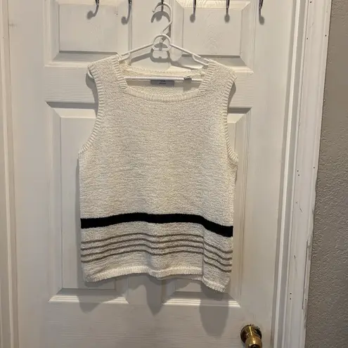 Vtg Marisa Christina Woman 1x Retro Big Button Cardigan Tank Open Sweater Set Black