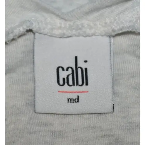 CAbi Ladies M Light Gray Silver Long Sleeve Knit Top V-Neck Stretch Ribbed