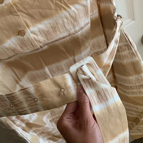 Marc New York $89 Gold White Beige Cream Tan Striped Sleeveless W/belt dress NWT