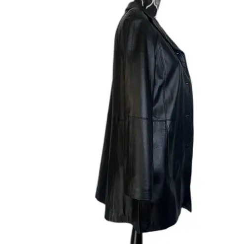 East 5th Black Genuine Leather Longline Boyfriend Leather Jacket Size Small