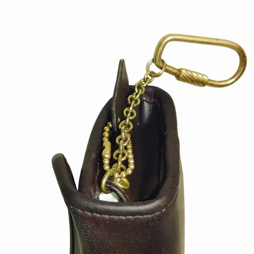 Coach  Brown Leather Coin Purse Wallet Gold Keychain Attachment Snap Closure - Image 9