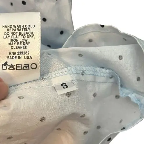 Lacausa  Avery Shirt Dress Mini Baby Blue Polka Dot Button Front Size S New