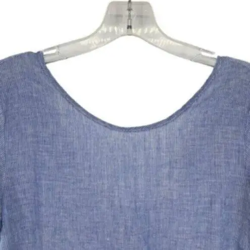 Cottagecore Eyelet Embroidered Chambray Button Back Top Blue Size M