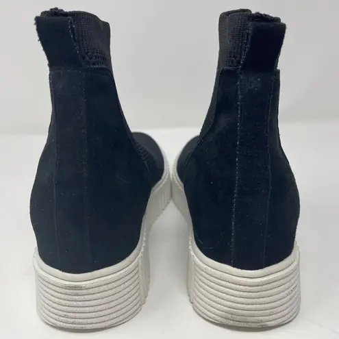 NWB Steven New York Carana Wedge Sneakers 5 Black Knit High Top Pull On Platform