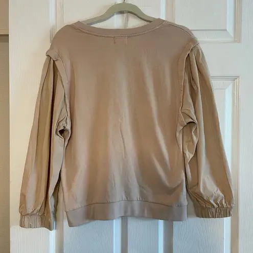 Nation Ltd Matty Sweatshirt with Poplin Sleeves size Large. Almond Milk color