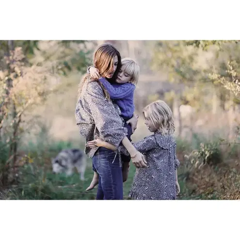 💕DOEN💕 O'Keeffe Top ~ Cream Blue Prancing Fawn Print Medium NWOT