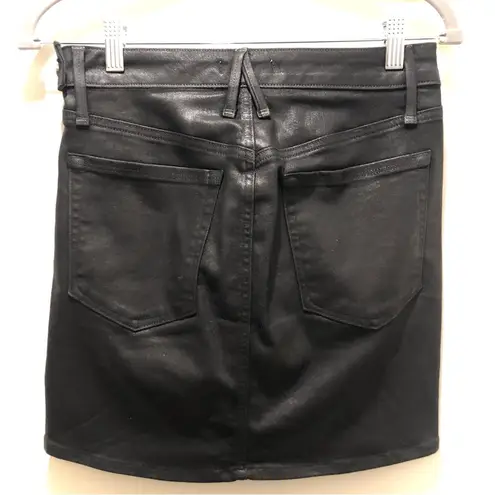 Good American  Waxed Denim Mini Skirt Black