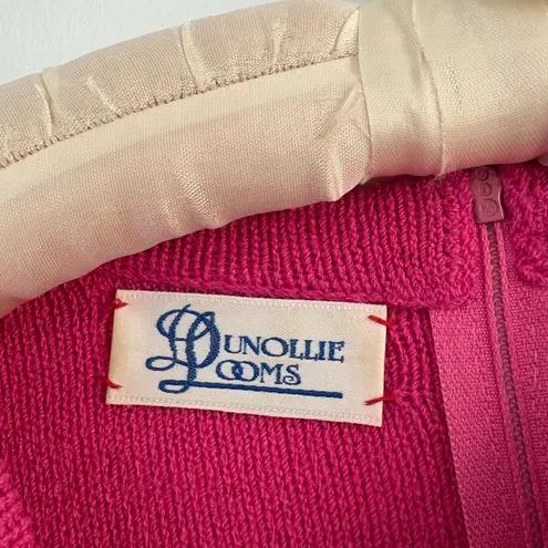 Vintage 80s Bright Pink Dunollie Looms Ruffle Hem Knit Dress Size 10