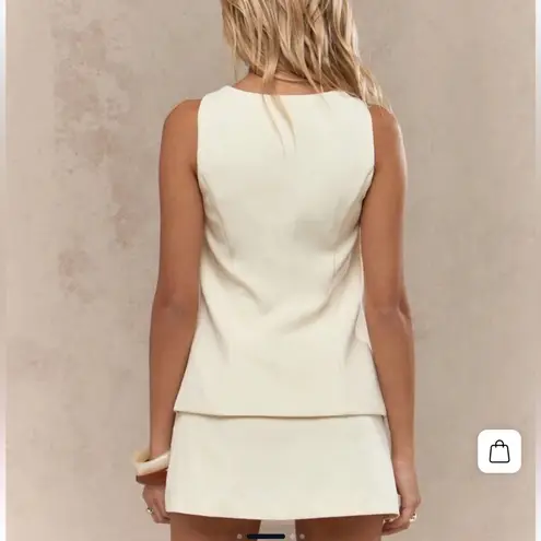 Missguided Misguided Size S Sleeveless Vest & Mini Skirt 2PC Set Cream Beige Preppy NWT