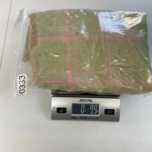 Vintage women's green pink plaid wool satin lined zip skirt speckled medium