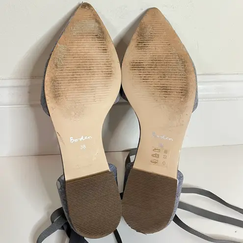 Boden USA Boden Florence Polka Dot Pointed Toe Ankle Strap Flats Gray EU 38/US 7