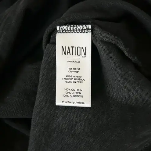 Nation Ltd Calissa Mini Dress Jet in Black Back Bow Puff Sleeves Size XS