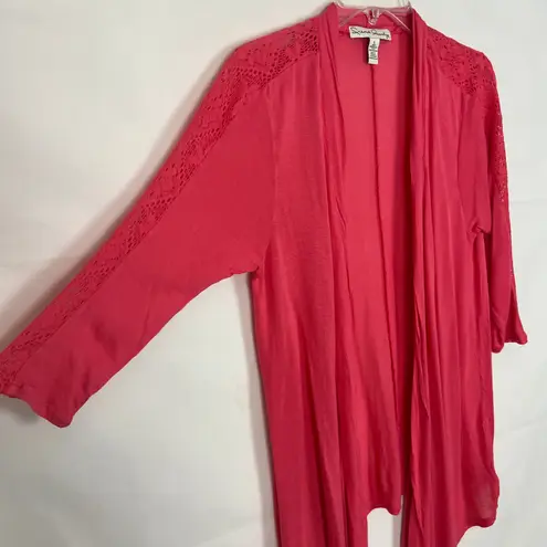 French Laundry Open Front Crochet Pink Cardigan Size L
