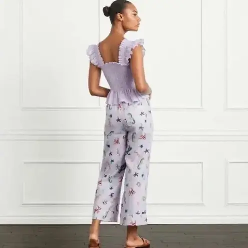 Hill House NWT Skylar Linen Pans Sea Creatures Blue Sz M