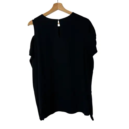 Tibi Savannah Black Cold Shoulder Long Sleeve Top 8