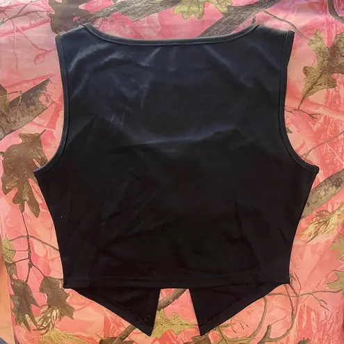 coquette y2k ribbon bow crop tank top vest Black Size M