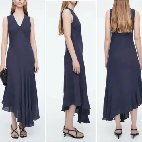 COS Floaty Asymmetrical Sleeveless Dress in Navy