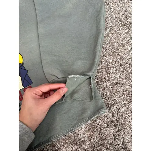 Vintage Looney Tunes Graphic Sweatshirt Pullover Boxy Cut Off M US Made Retro Green Size M