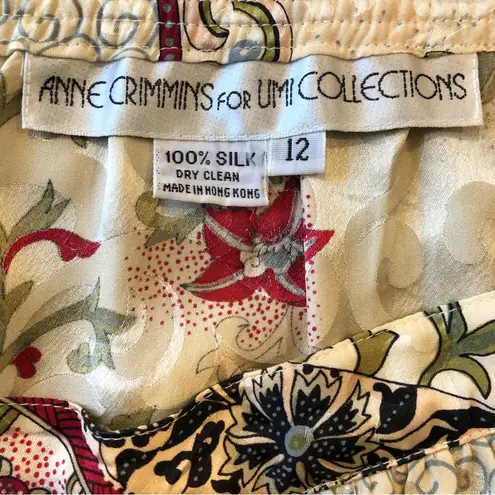 Anne Crimmins for UMI Collections Floral Silk Skirt Size 12