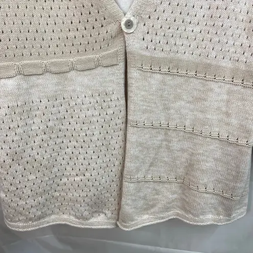 Christopher & Banks women's beige crocheted built-in tank button cotton sweater
