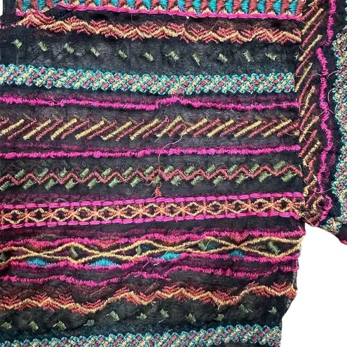 Maeve Women's XXS Naples Embroidered Mesh Blouse Multicolor Ruffle Sleeve