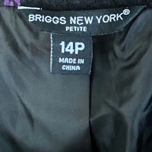Briggs New York BRIGGS Purple & Black Plaid Peacoat Knit Tweed Blazer Lined Jacket ~ Women's 14P