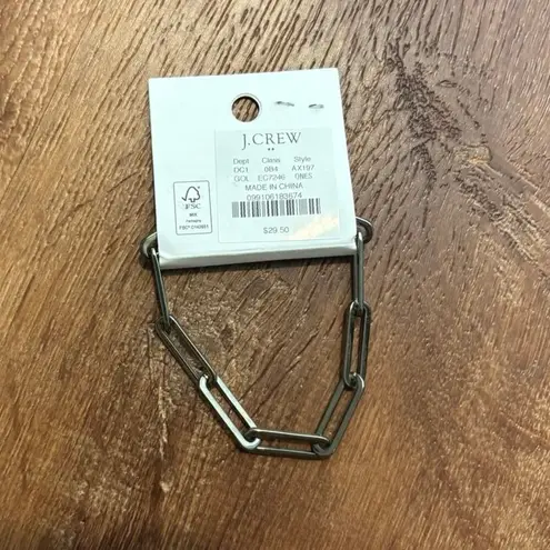 NWT J.Crew Paper Clip Chain Bracelet Chrome Gray