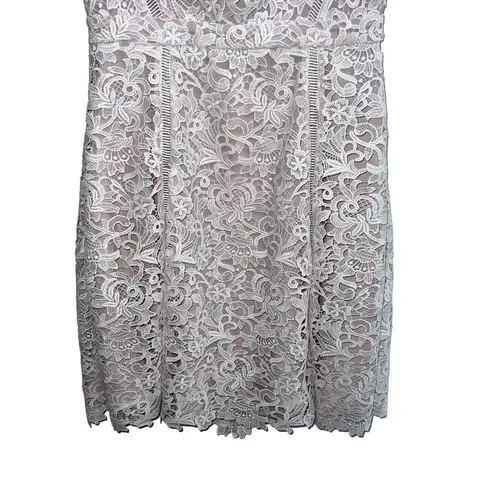 Reiss NEW NWT Eleania Lace Fit & Flare Open Back Dress In Off White/Ash