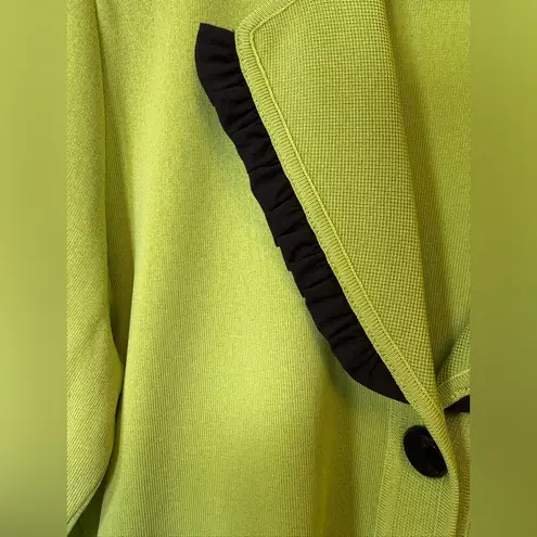 Misook Knit Jacket Bright Green Button Front Tailored Women’s Size Small