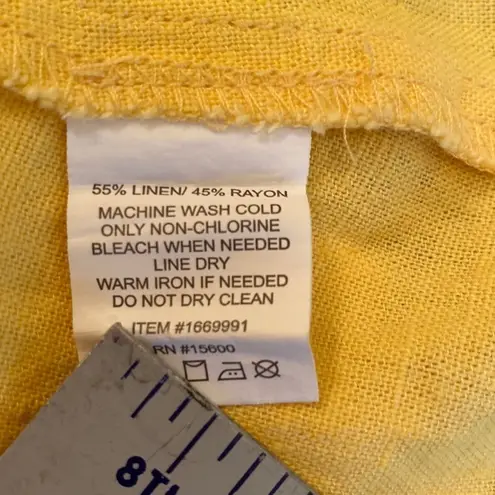 Briggs New York Briggs Linen Blend V Neck Ruffle Tunic Sunshine Yellow Sz MEDIUM