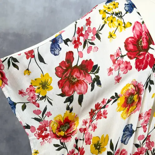 LIFE Womens Kimono Coverup Medium Floral Boho Festival Beach White Lotus Resort